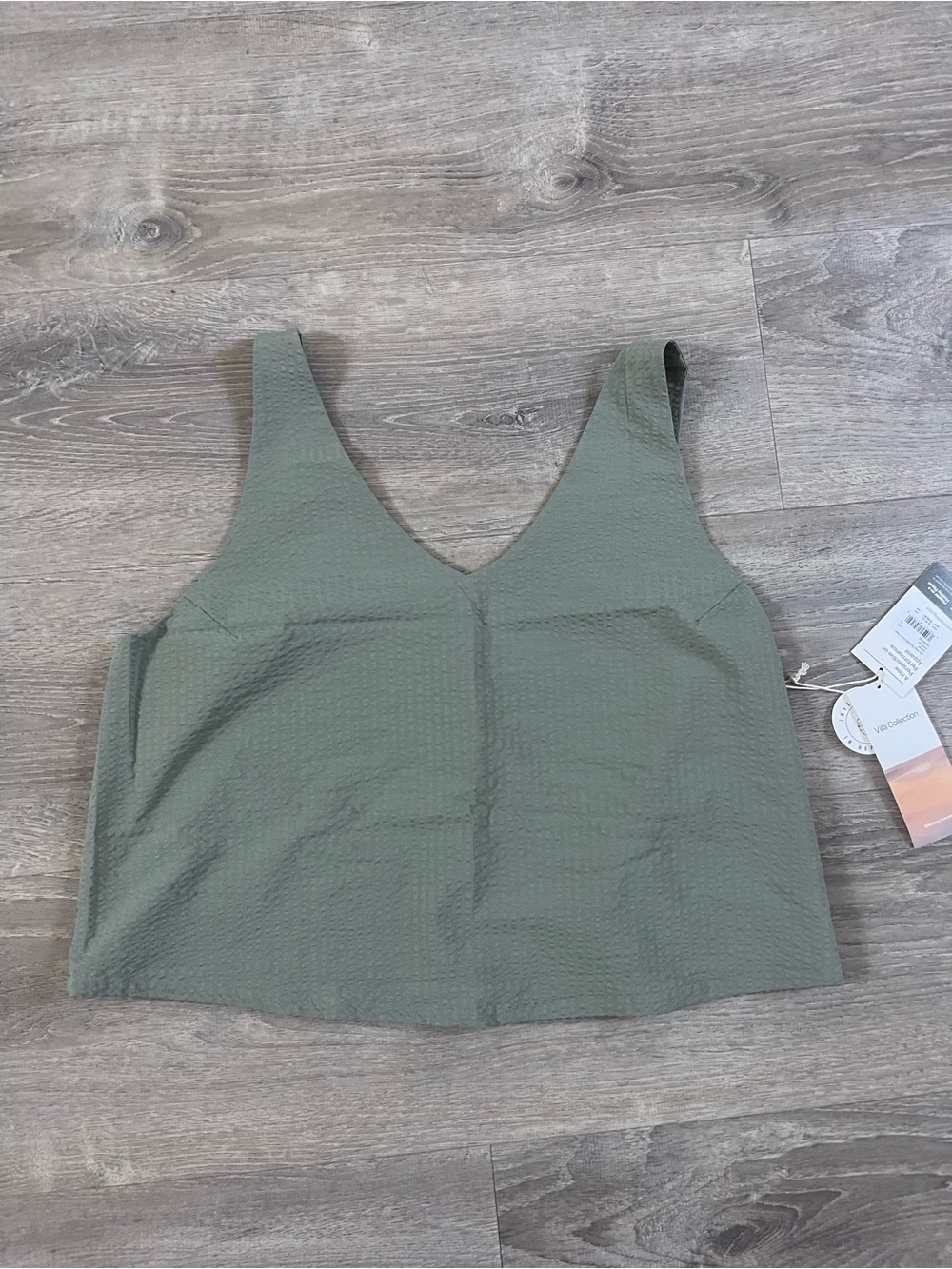 Vouri villa Olive Green V-Neck Cropped Tank Top xl nwts
